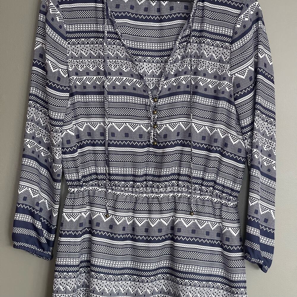 Veronica Beard Agathe Dress Blue White Silk Size 0 Flounce Hem Lightweight Chic - Picture 7 of 16